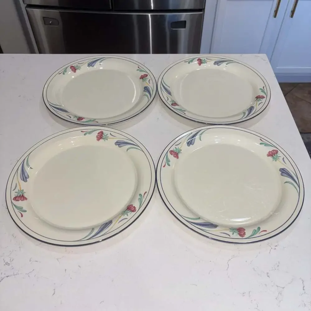 Lenox Chinastone Poppies on Blue Dinner Plates, Set of 4